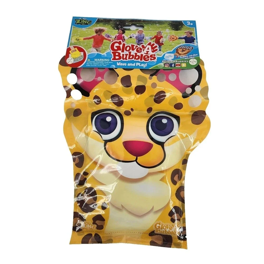 Zing Glove-A-Bubbles Wave and Play 6 Pack Animal Dog Leopard Kitten Kids Toy NEW